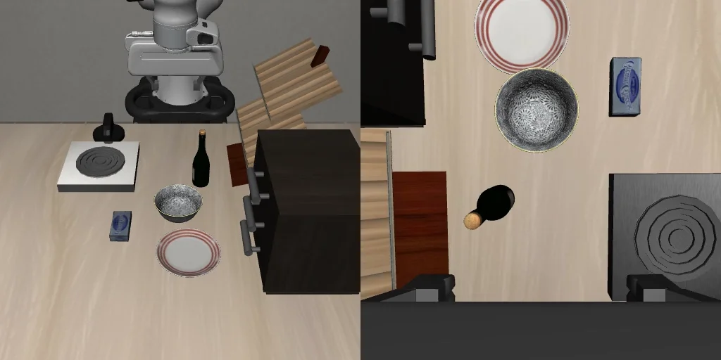 Scene and wrist views at the start of the recorded drawer task.